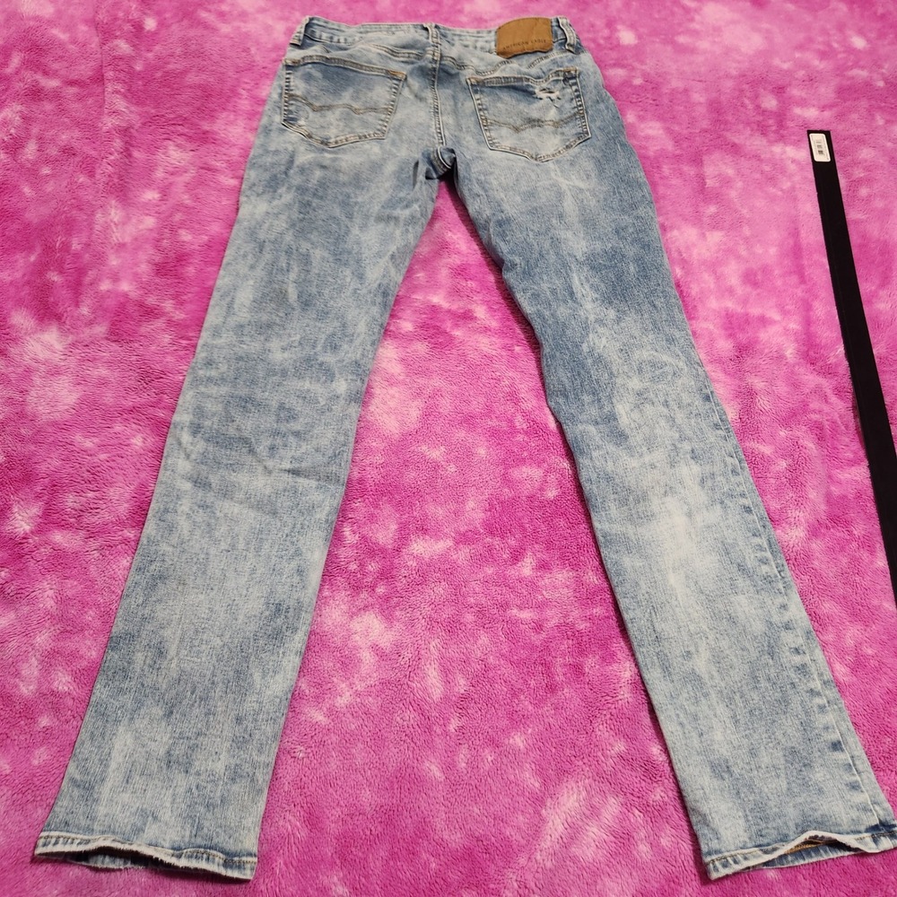 American Eagle Skinny Jeans Mens 31x32 Light Wash Distressed Next‎ Level Flex - Picture 12 of 13